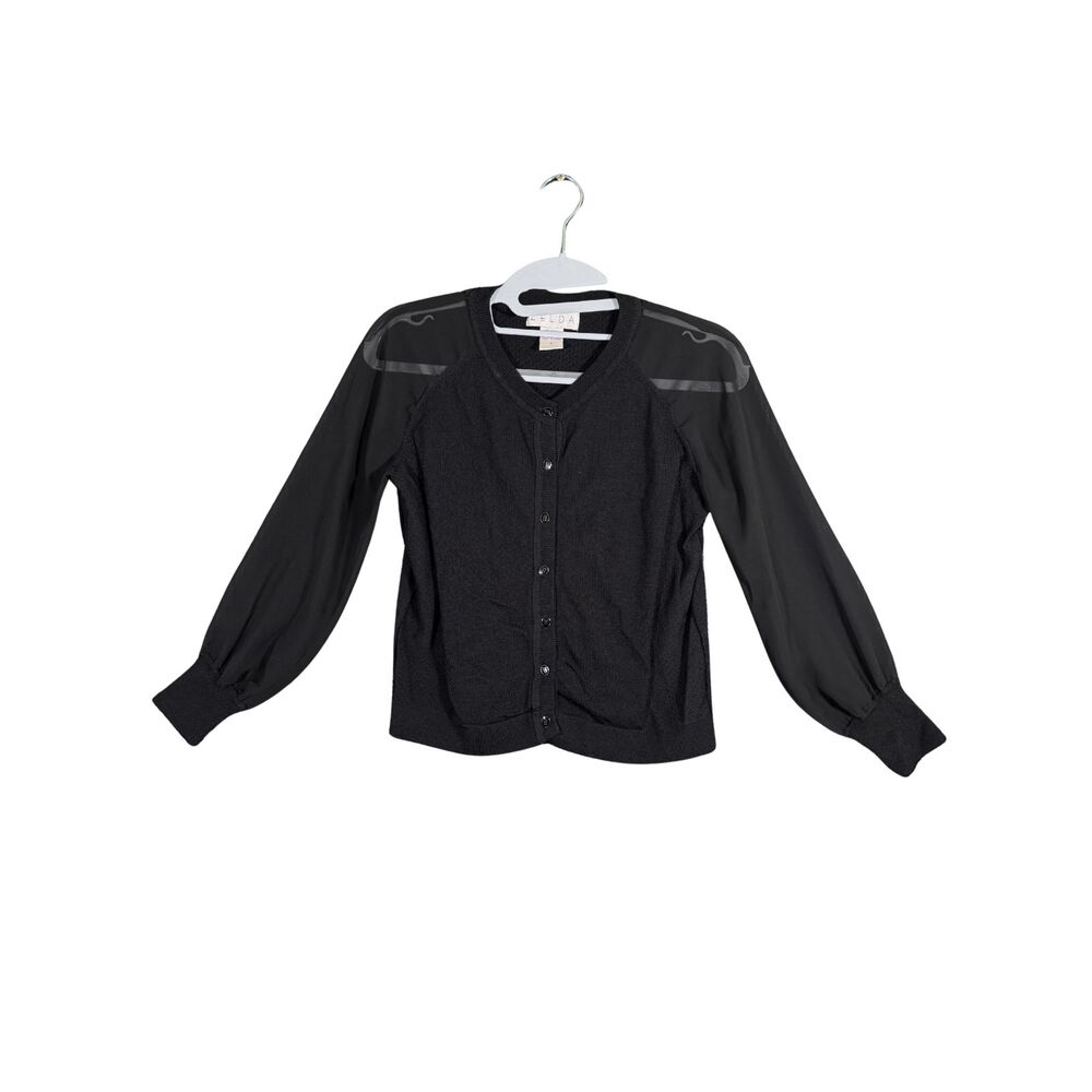 Zelda Black Cardigan Sheer Chiffon Sleeves Sz S NWOT